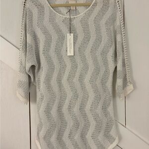 Chico's Light Gray Zigzag Knit Sweater